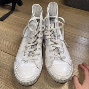 Leather White High-Tops Converse
